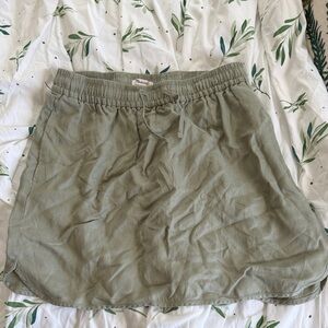 Madewell Sage Green plain front linen blend Mini Skirt